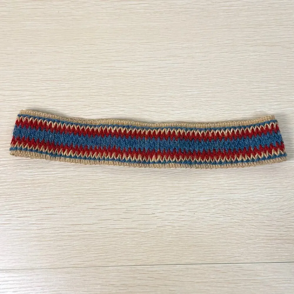 Vintage 70s Woven Chevron Stretch Belt Hippie Boho Coastal Cowgirl Retro XS S M